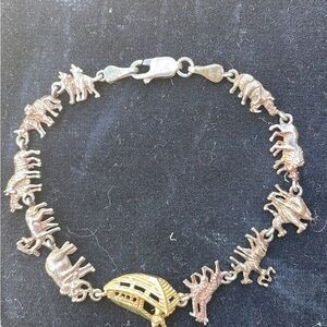 Sold!!Vintage Sterling Silver and 14k gold Noah's Ark + Animal Links